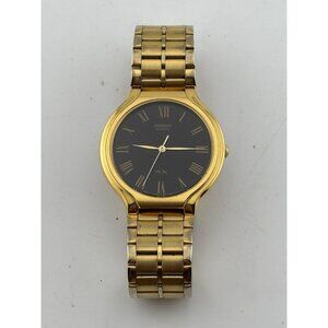 Vintage Seiko SX Quartz Watch V701-6K00 Men Gold Tone Black